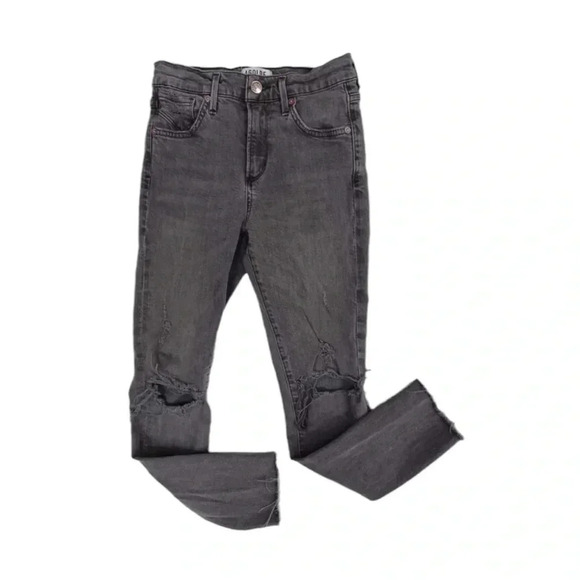 Agolde Sophie Crop High Rise  Skinny Distressed Raw Hem Jeans Size 24 - Picture 3 of 13